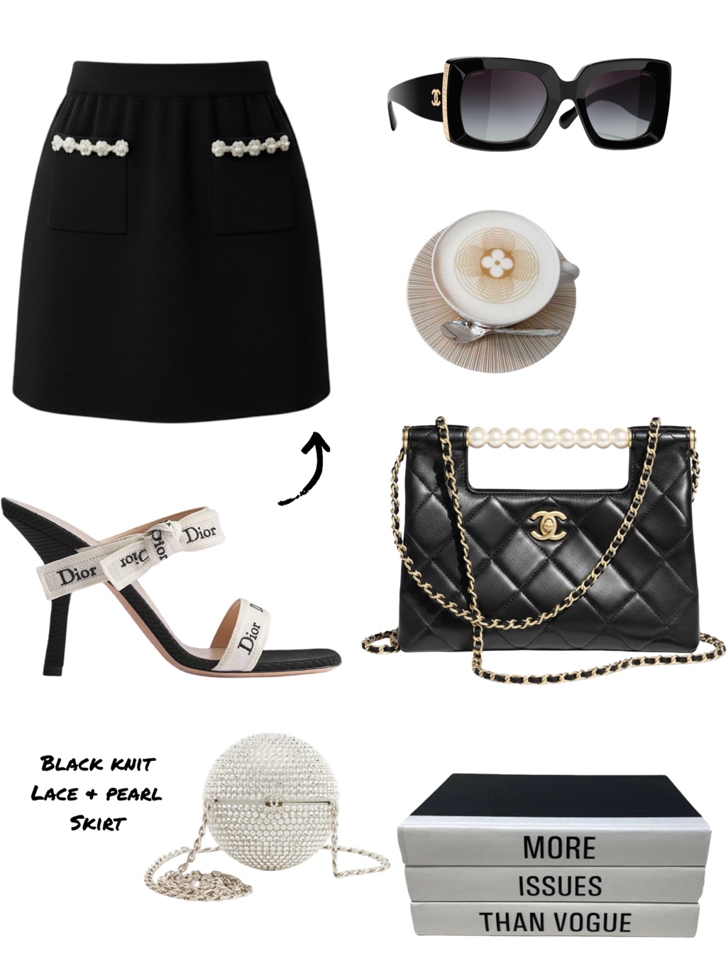 Black Lace & Pearl Skirt -